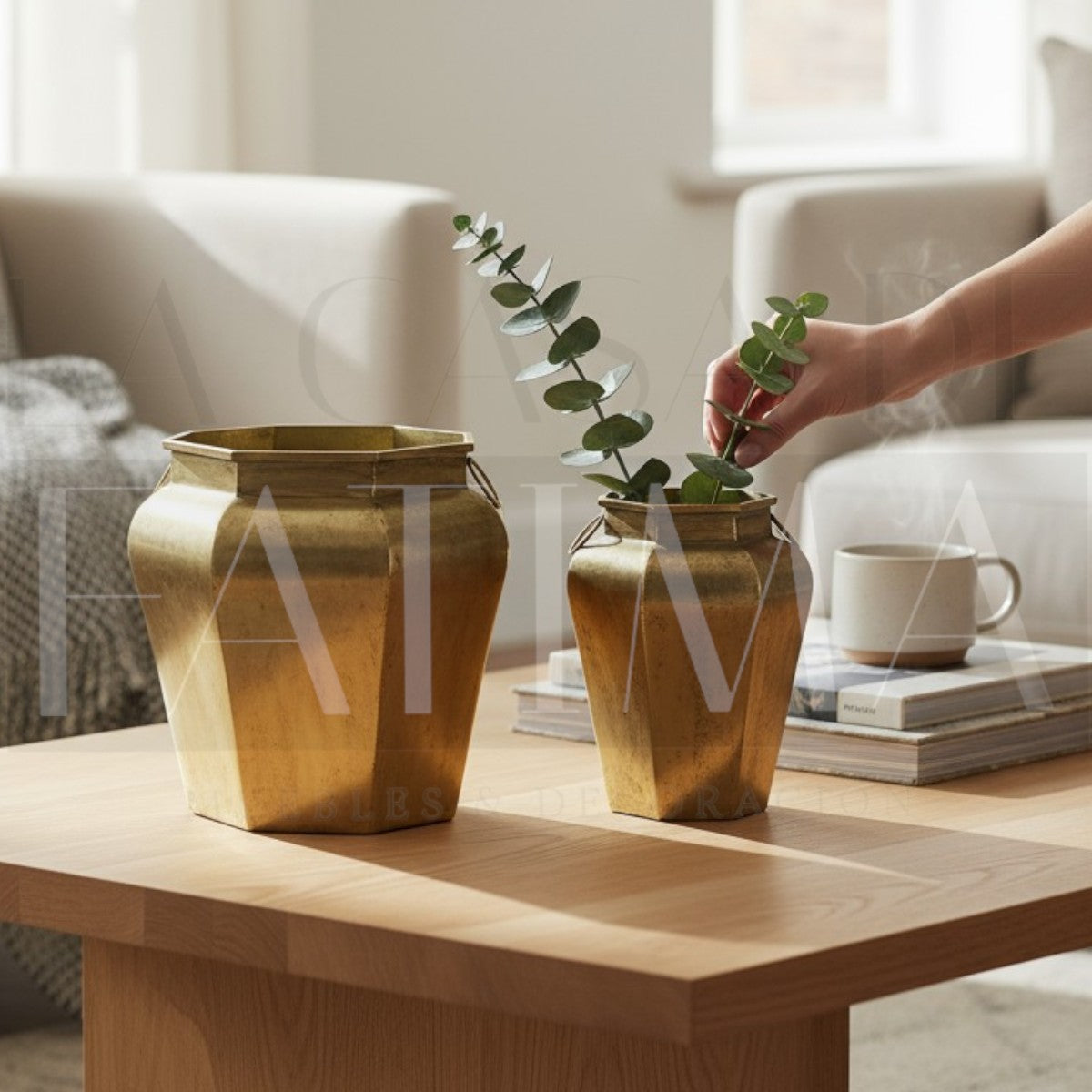 Set 2 Macetas Metálicas Doradas