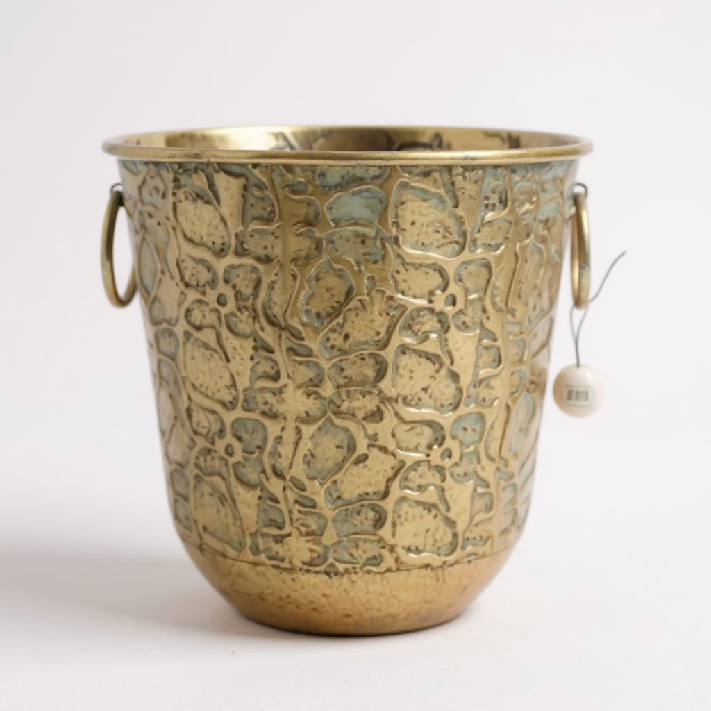 Set de 2 Macetas Metálicas Doradas con Aros