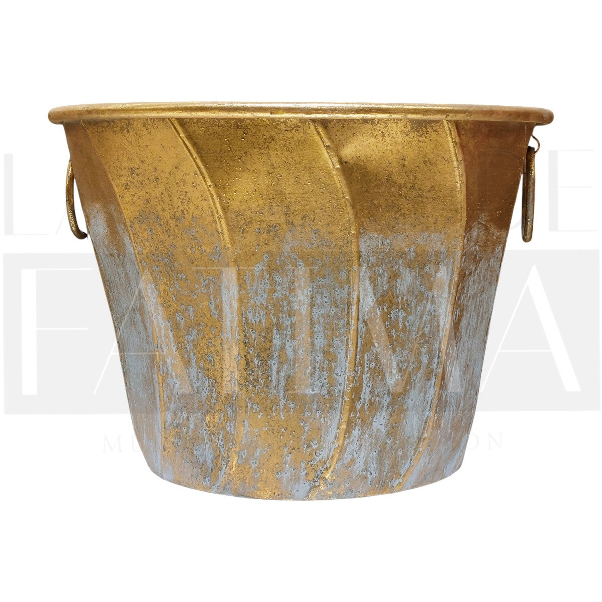 Maceta Metálica Dorada con Aros – 28