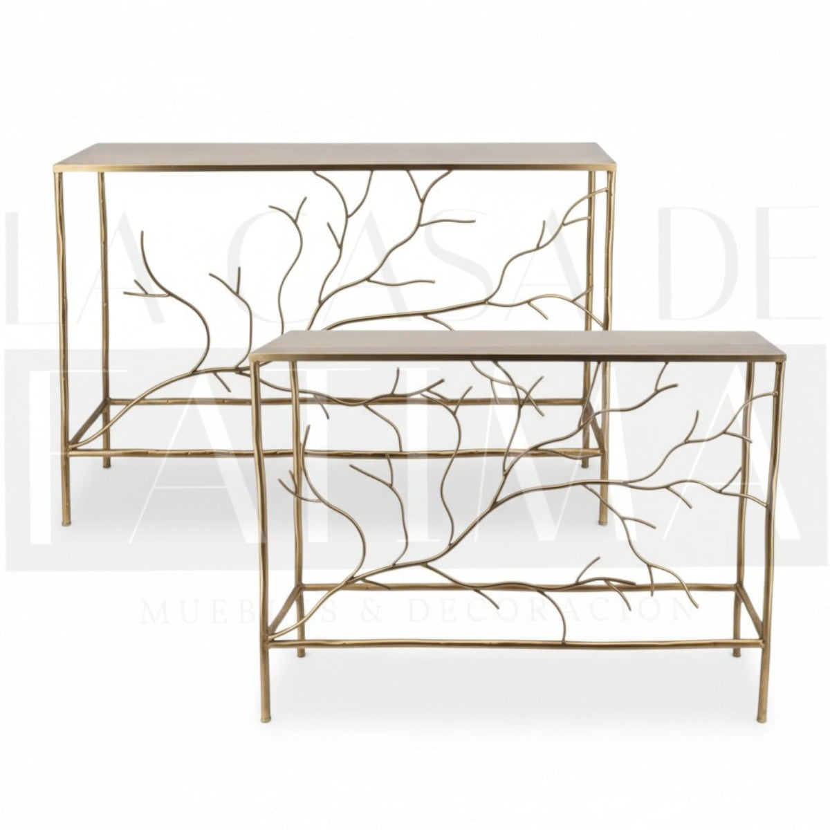 Set de 2 Arrimos Metálicos Dorados – Diseño Ramas