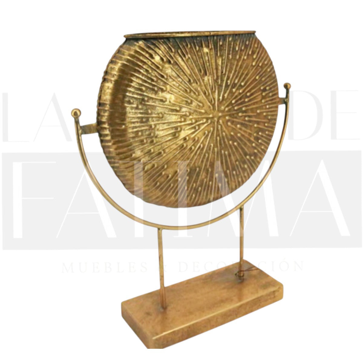 Vasija Decorativa en Soporte Dorado