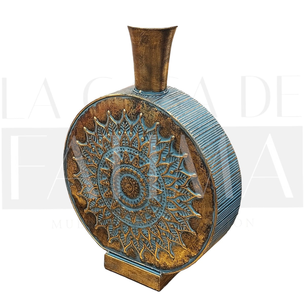 Vasija Decorativa Mandala Turquesa & Cobre