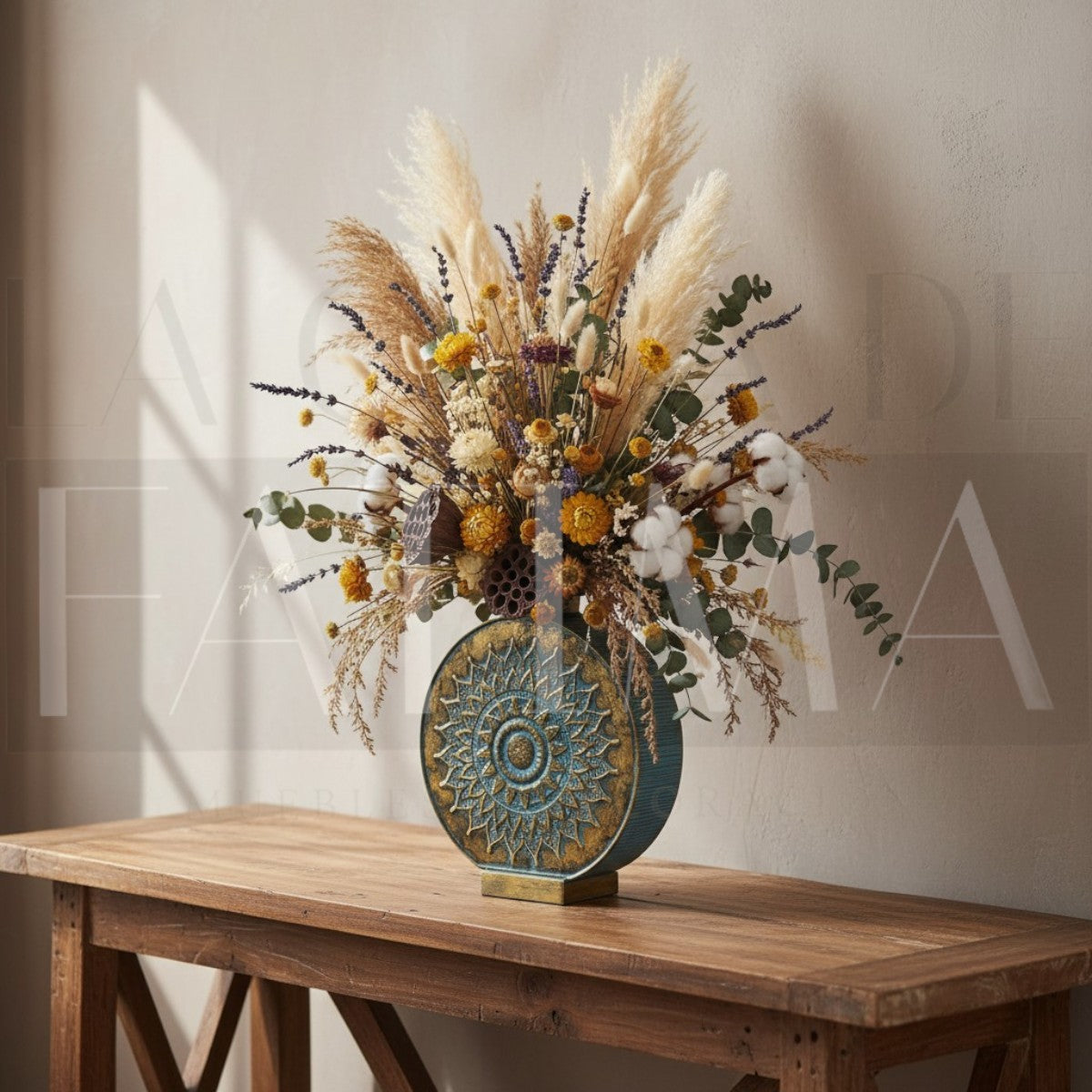 Vasija Decorativa Mandala Turquesa & Cobre