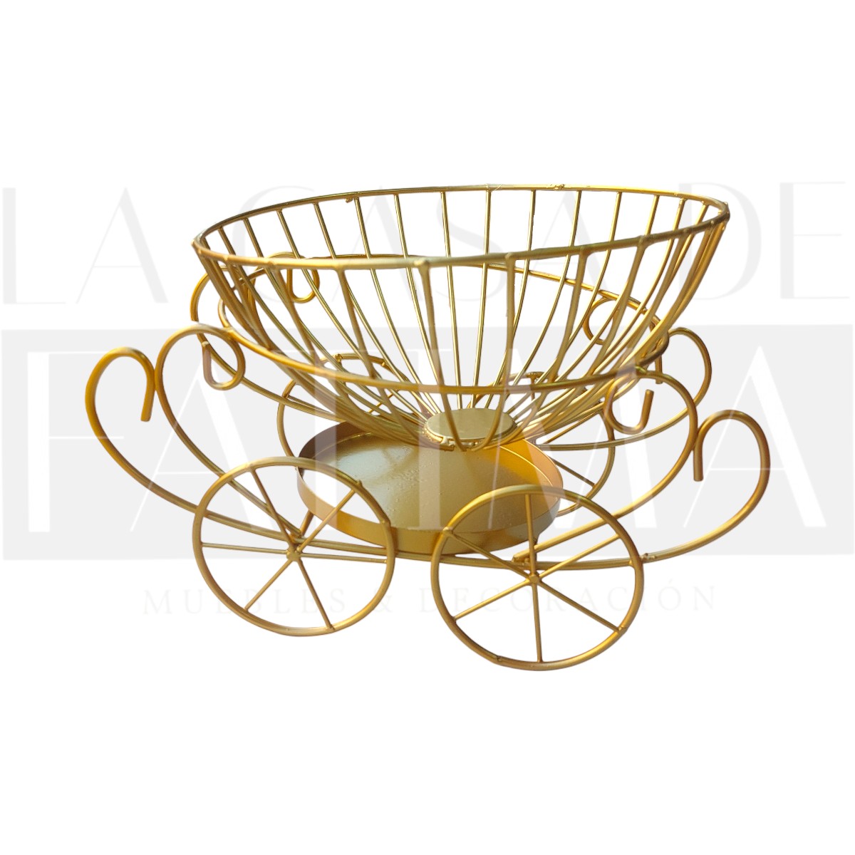 Cesta Carruaje Metálico Dorado