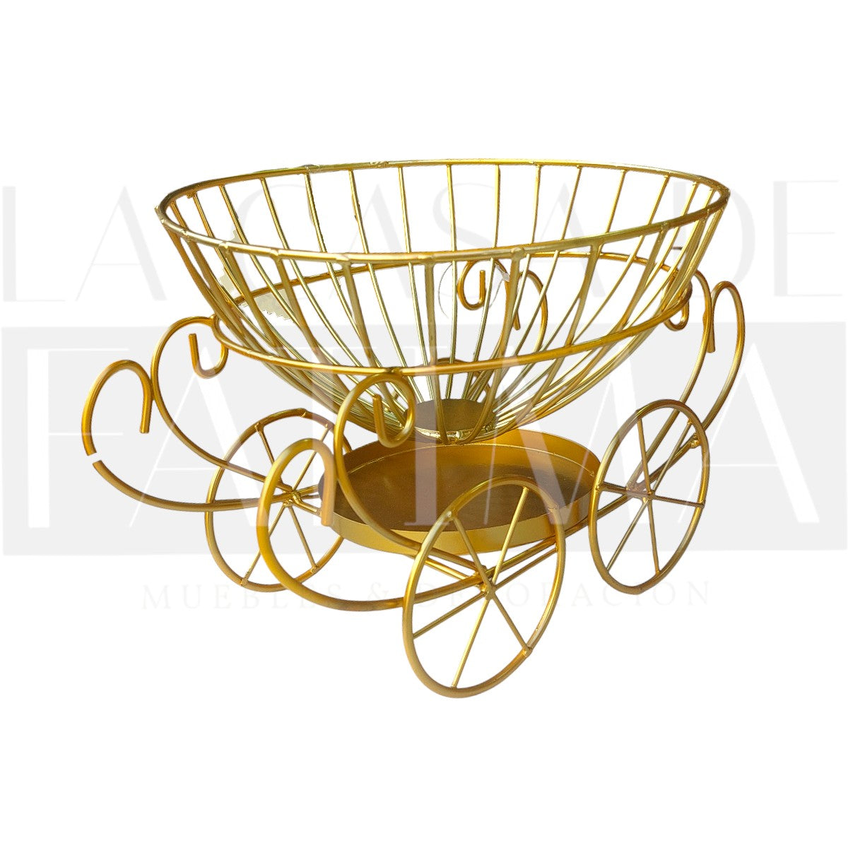 Cesta Carruaje Metálico Dorado
