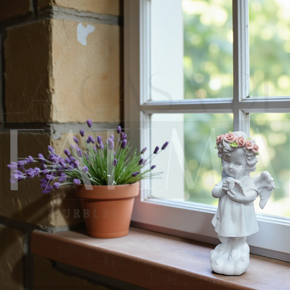 Figura Angelito con Corona de Rosas