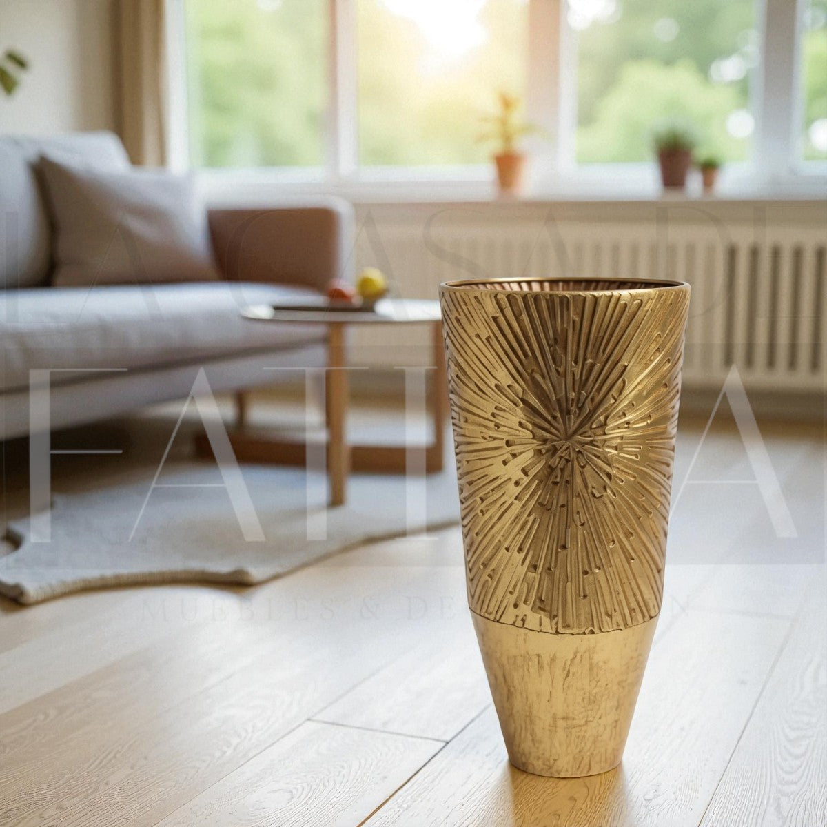 Vasija Metálica Dorada Texturada – 90