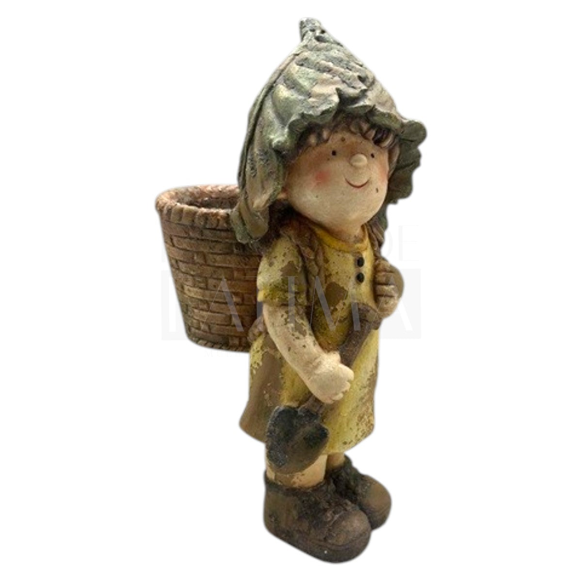 Maceta Niña Jardinera con Canasto Vintage de Poliresina 54 cm