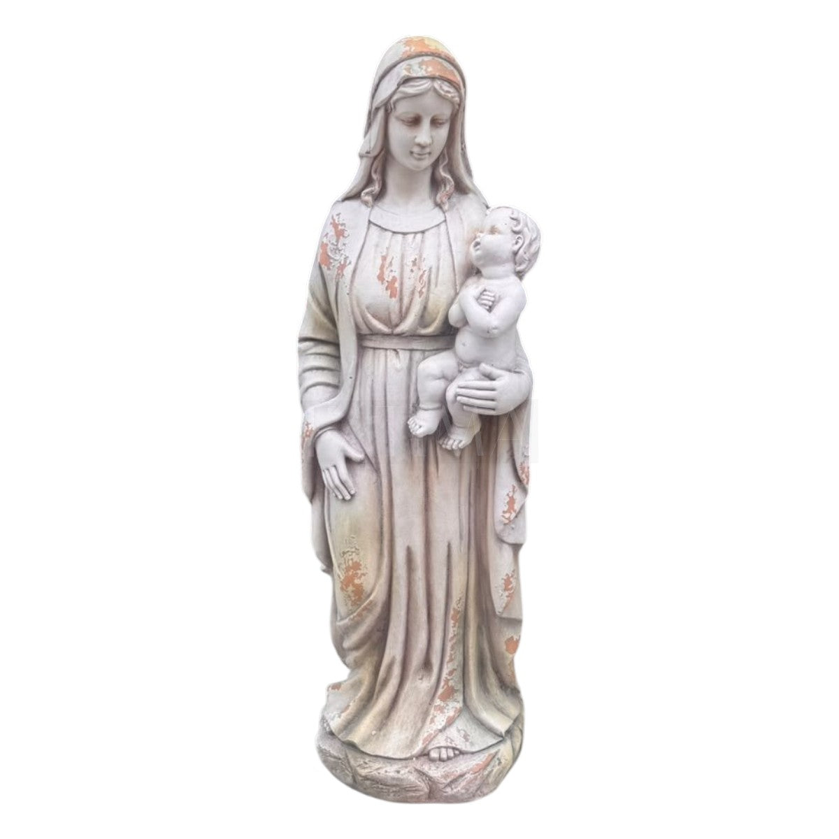Figura Virgen María con Niño Jesús Vintage 94 cms.