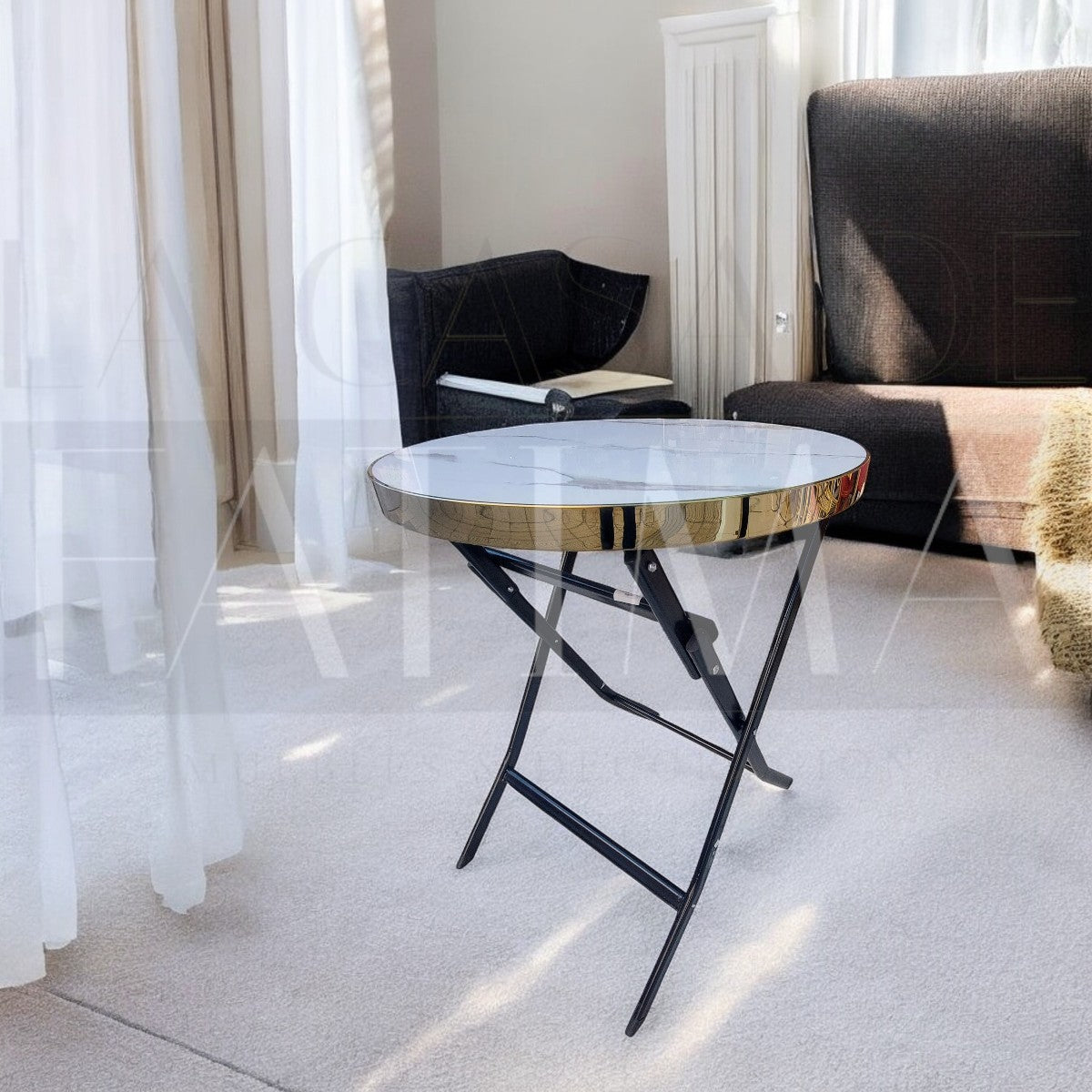 Mesa Plegable Marmolada Blanca