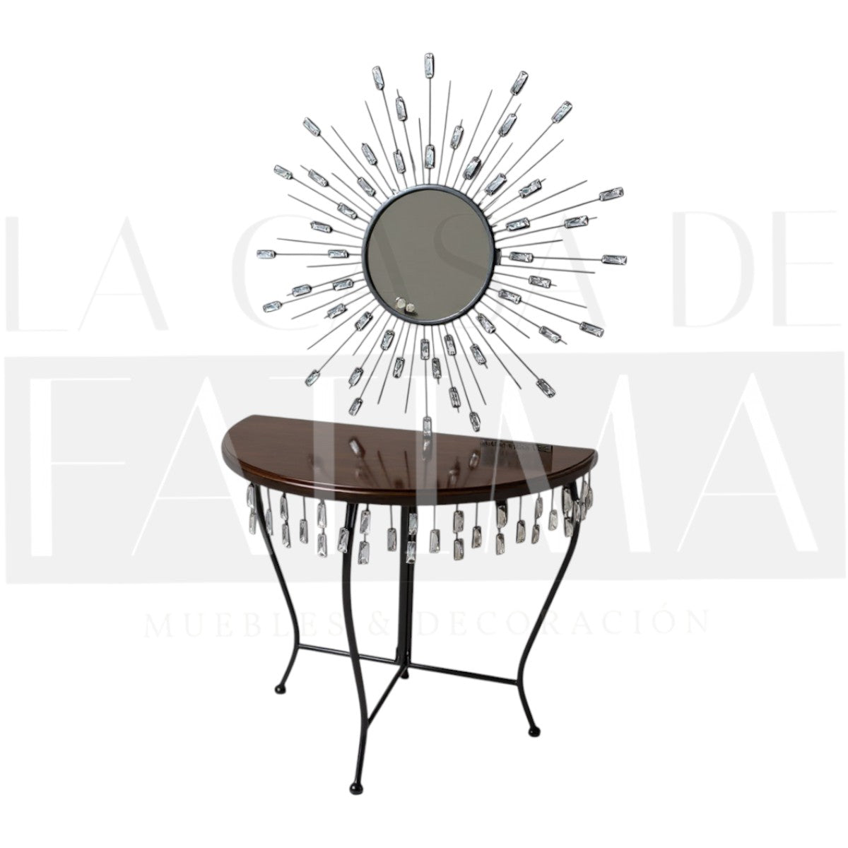 Set de Arrimo y Espejo Medialuna Negro