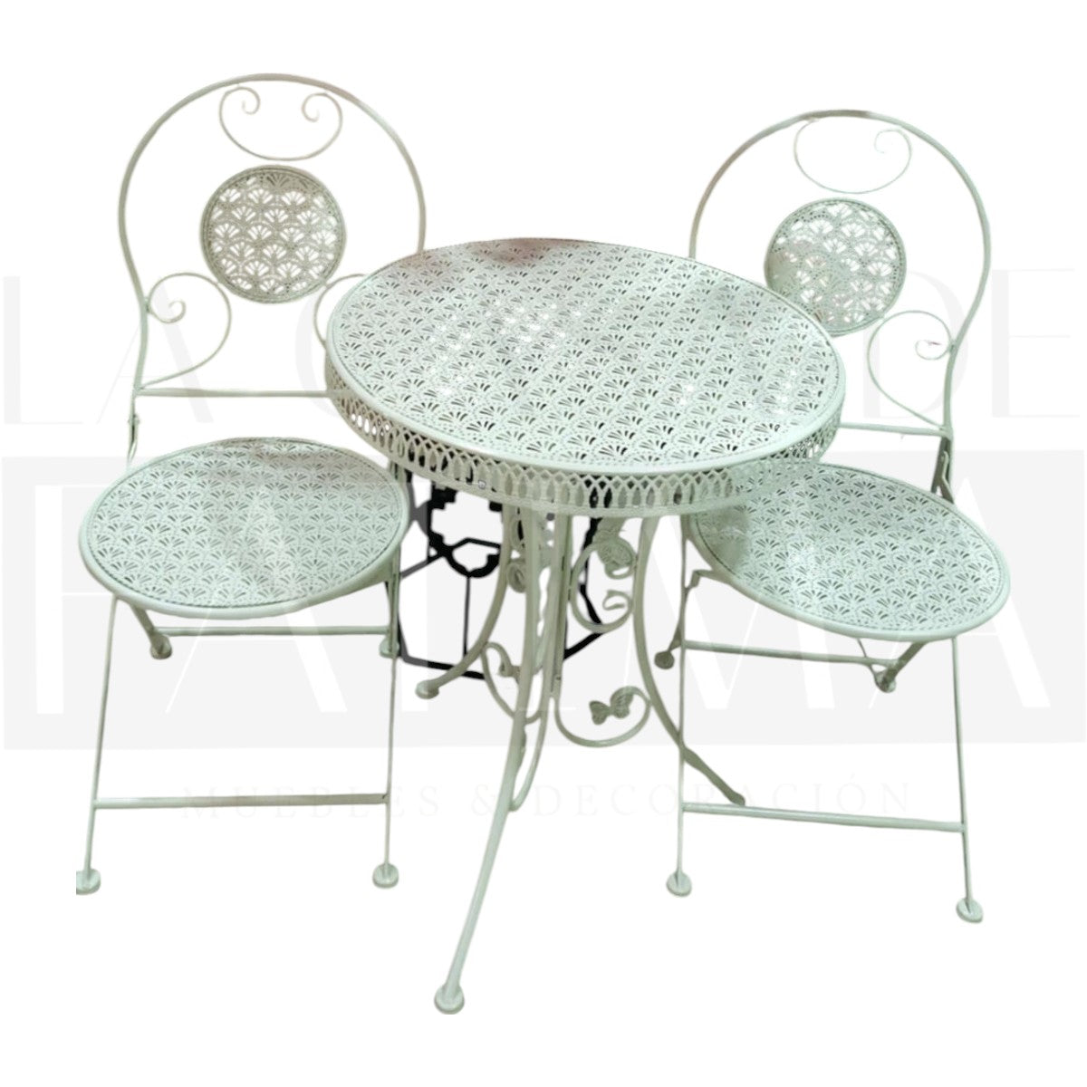Set de Terraza con 4 Sillas Metálico Blanco