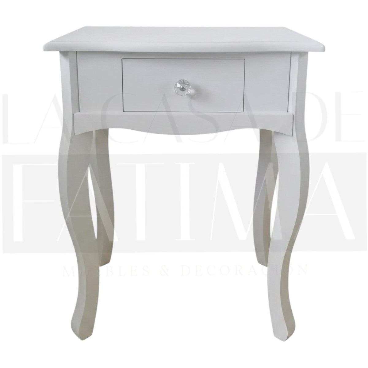 Velador Blanco Vintage con Tirador Transparente