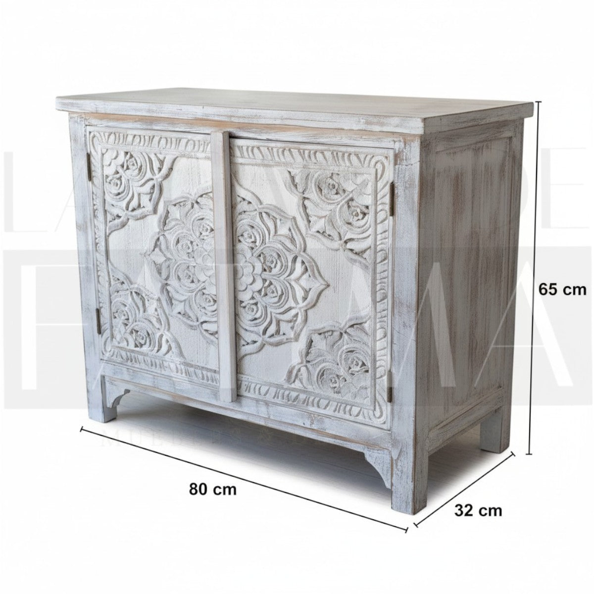 Buffet Mándala Tallado Blanco Decapado