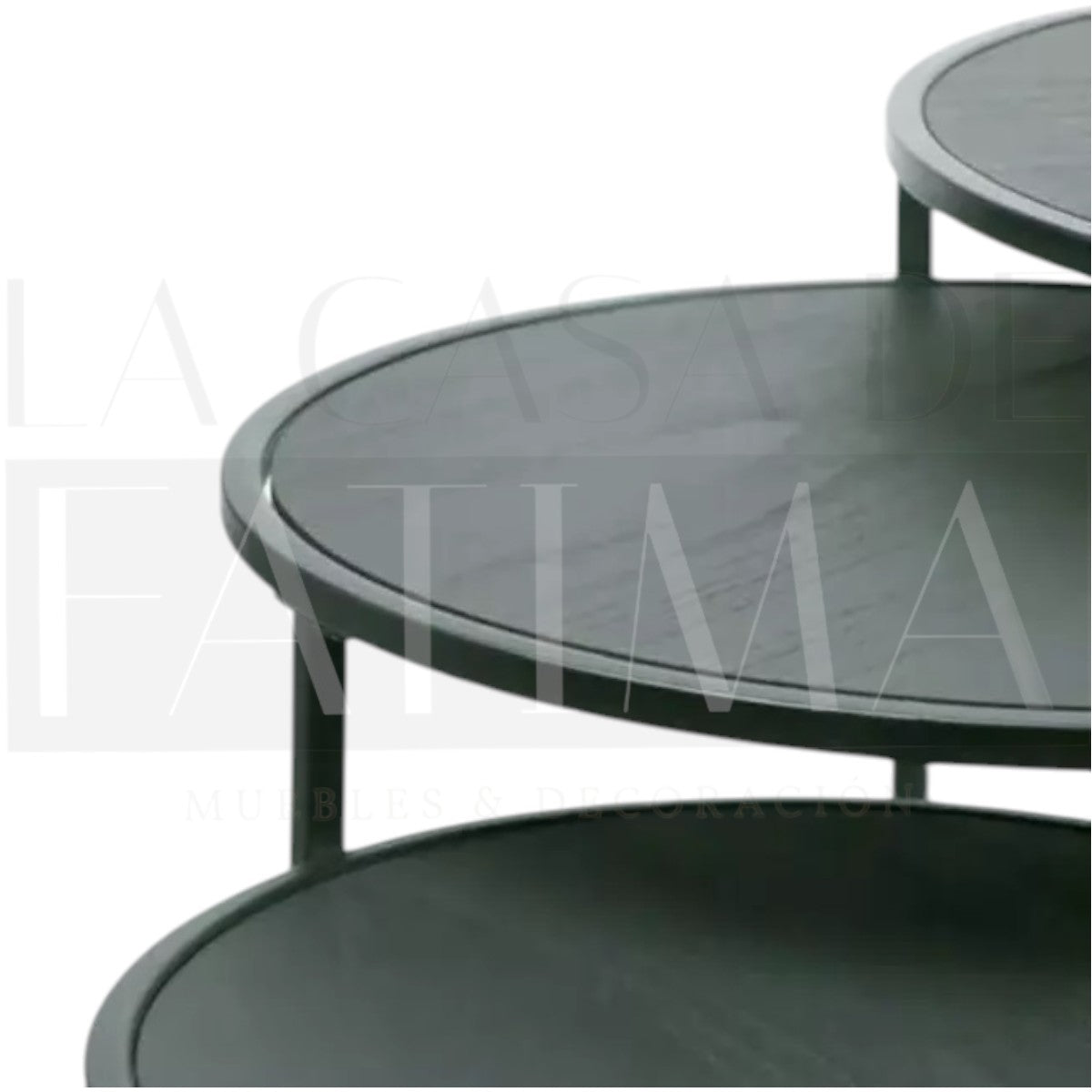 Set De 3 Mesas Auxiliares Redondas Marco De Metal