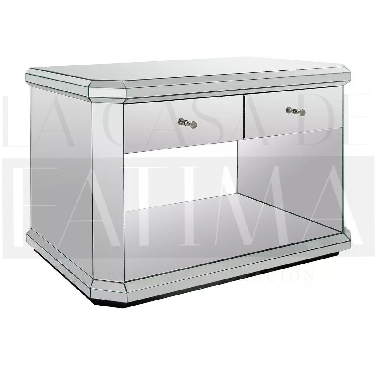 Mesa de Arrimo Espejado con 2 Cajones