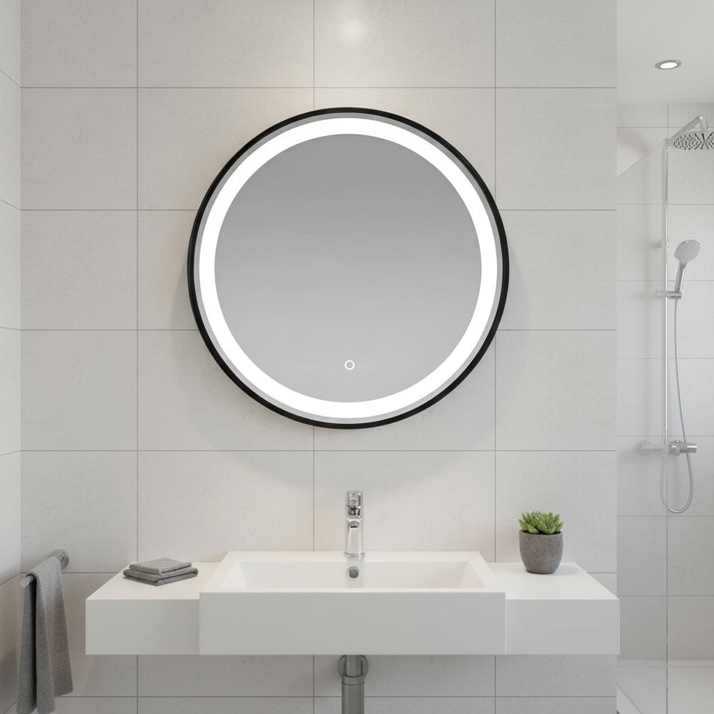 Espejo Circular LED Negro 60 cm