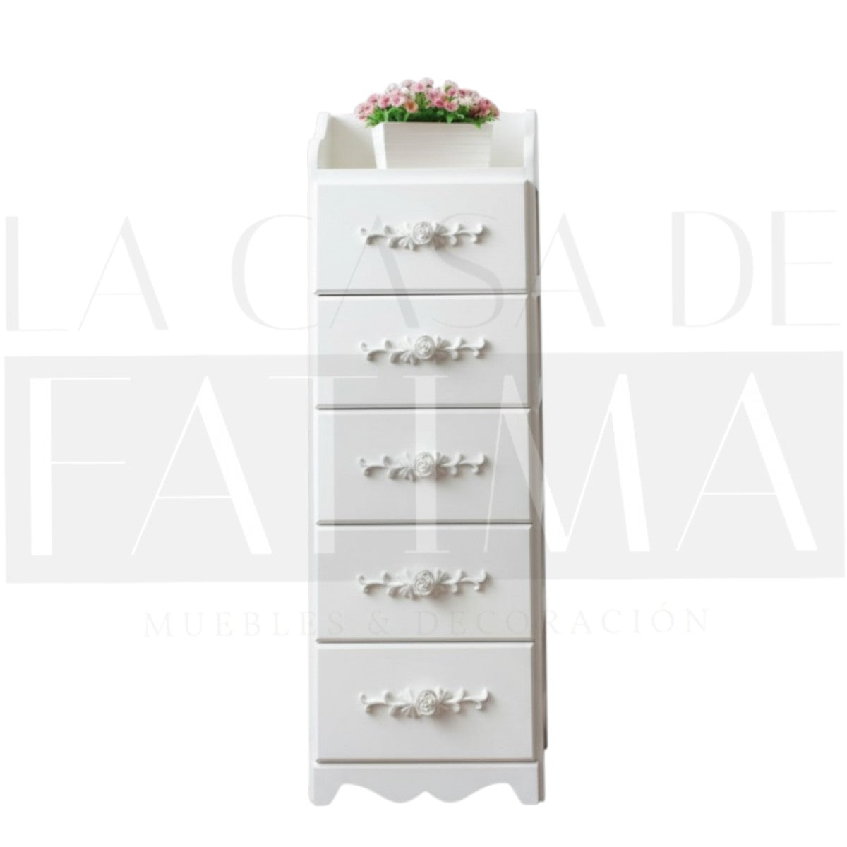 Cabinet 5 Cajones Tiradores de Flores