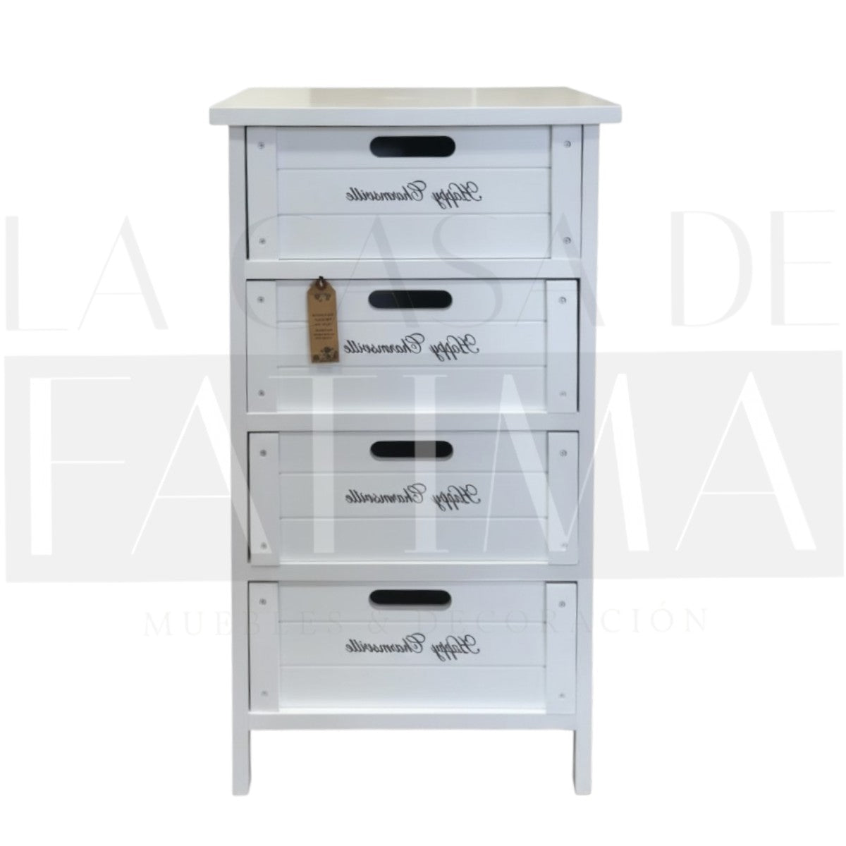 Velador Blanco Lacado 4 Cajones