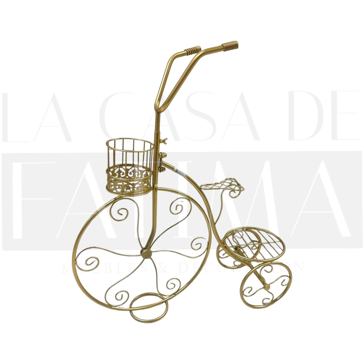 Portamaceta Metálica Dorada – Bicicleta Floral