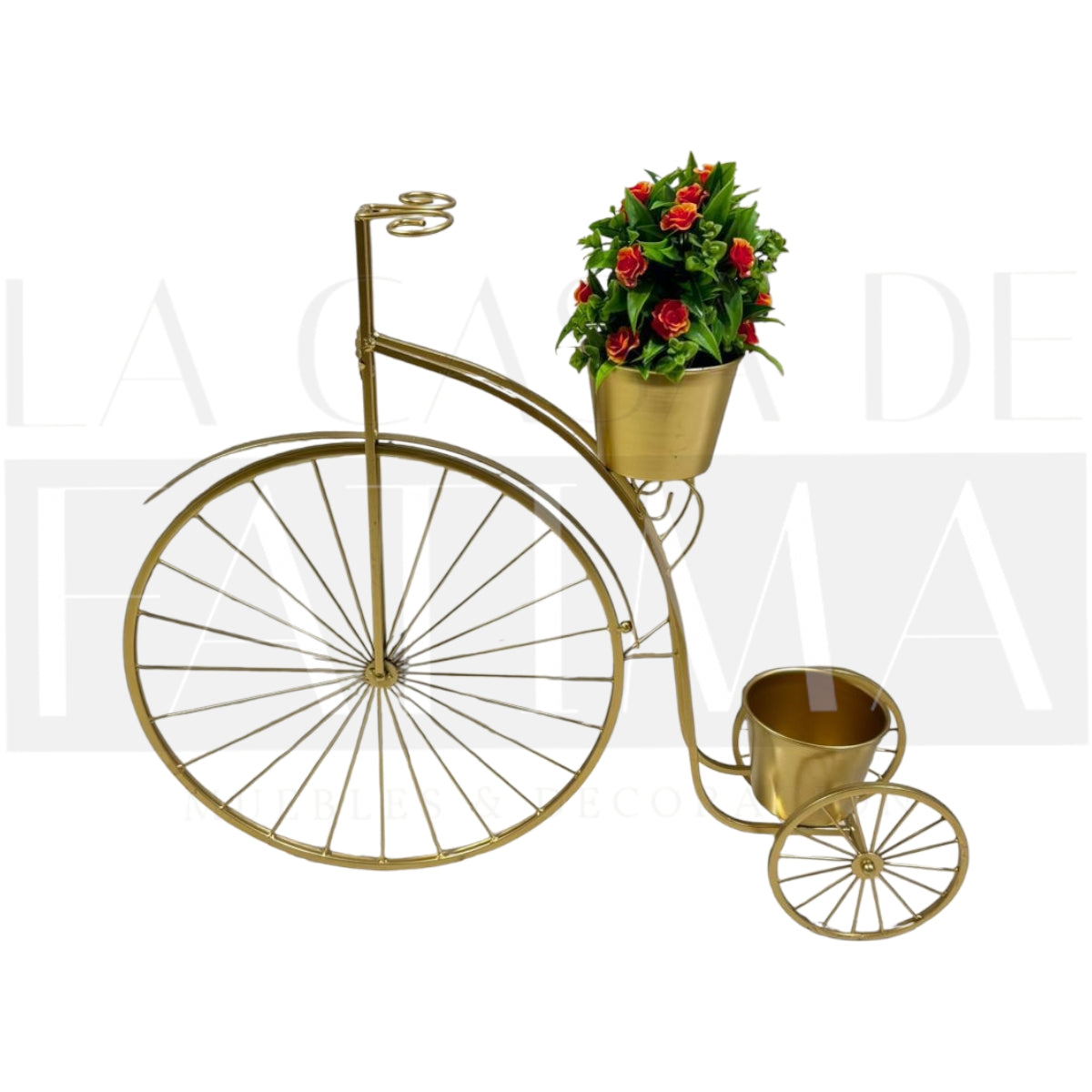 Portamaceta Metálica Dorada – Bicicleta