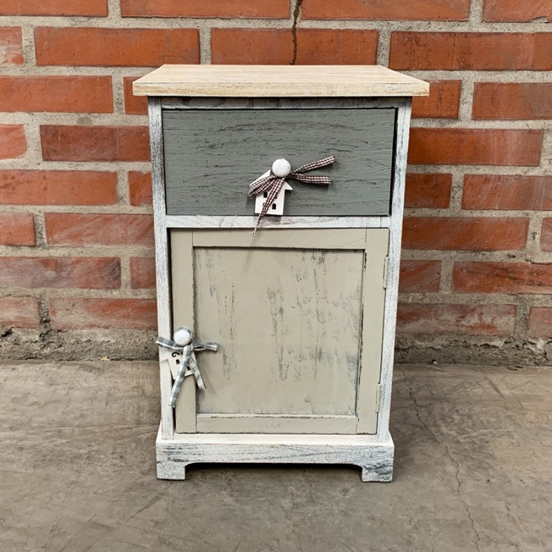 Velador Shabby Gris 1 Cajón