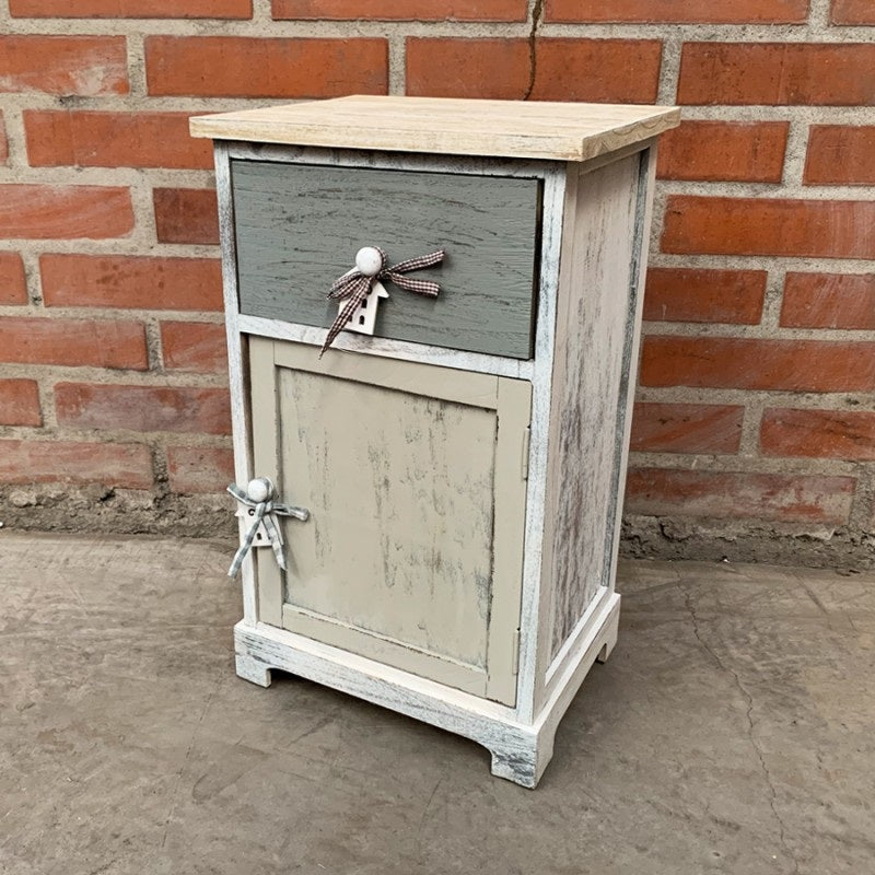 Velador Shabby Gris 1 Cajón